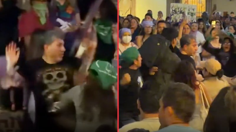 VIDEO: Hombre golpea a mujeres durante marcha del 8M en Guanajuato