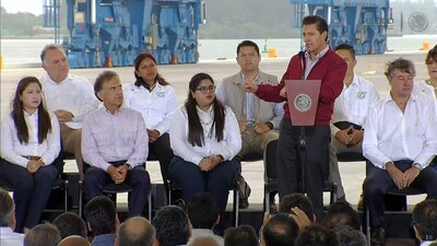 El presidente durante la inauguración del Nuevo Puerto de Tuxpan