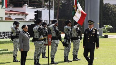 En la foto, el general David Córdova durante su toma de protesta como comandante de la Guardia Nacional