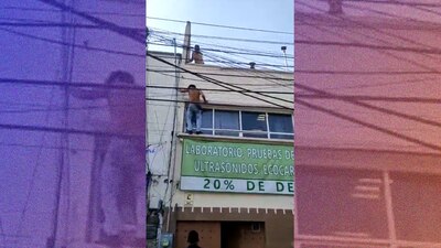 El supuesto ladrón trataba de escapar, pero terminó golpeado al caer de una marquesina.