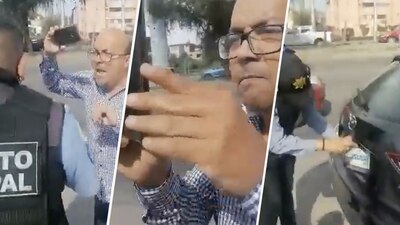 Las imágenes se volvieron virales en internet al negarse a entregar los documentos para procesar su infracción