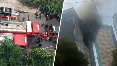 Se realizó el rescate de tres personas; en total 4 personas fueron valoradas en el lugar por inhalación de humo