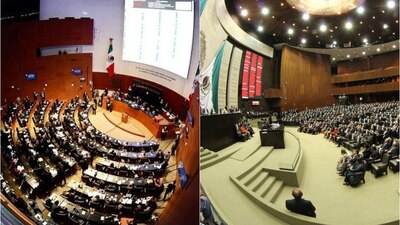 El recinto del Senado de la República (izquierda) y la Cámara de Diputados