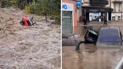 Los videos dan cuenta de la intensidad de las anegaciones en Francia