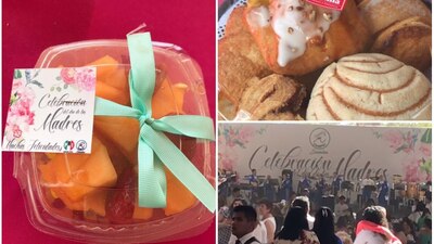 En el evento de Día de las Madres donde estuvo presente José Antonio Meade, se regalaron abanicos, pan y fruta