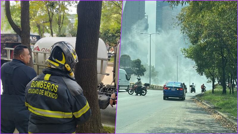 Fuga de pipa de gas en Circuito Interior moviliza cuerpos de emergencia en la Cuauhtémoc