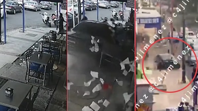 VIDEO: Captan momento en que auto fuera de control arrasa con restaurante y peatones en Coyoacán