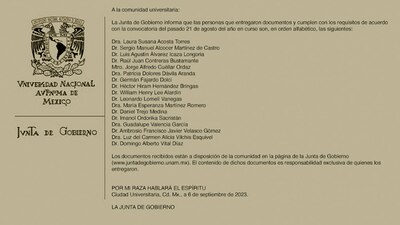 Aquí el listado de aspirantes que publicó la Junta de Gobierno