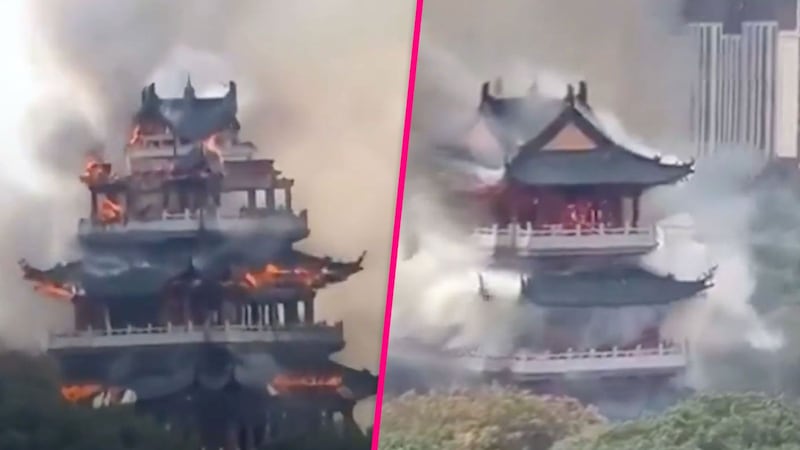 VIDEO: Fuerte incendio consume el milenario templo chino de Yongqing