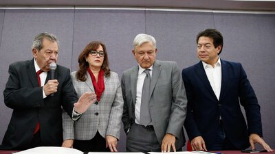 Muñoz Ledo, Polevsky, López Obrador y Mario Delgado