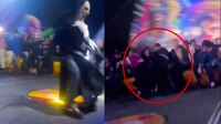 VIDEO: ‘La Monja’ pierde el equilibrio en el juego mecánico de feria y sufre accidente