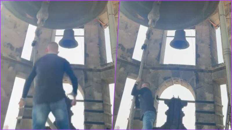 VIDEO: Campanero de la Catedral Metropolitana corre a tocar la campana para anunciar al nuevo Papa