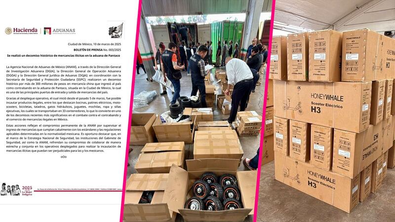 Decomisan artículos procedentes de China con valor de más de 300 millones de pesos