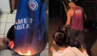 “¡Puro fracaso!“: Hombre quema playera del Cruz Azul frente a su hijo tras nueva eliminación