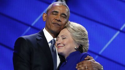 El presidente Barack Obama y la excandidata presidencial Hillary Clinton