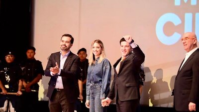 Jorge Álvarez Máynez, Mariana Rodríguez y Samuel García