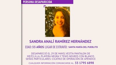 Familiares de Sandra pidieron a la población compartir la ficha de búsqueda