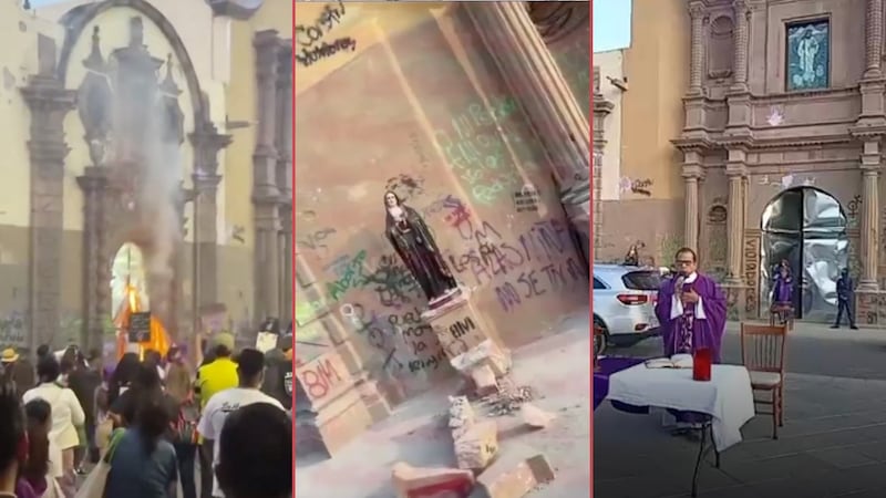 VIDEO: Así purificaron una iglesia católica en SLP, tras destrozos de la marcha del 8M