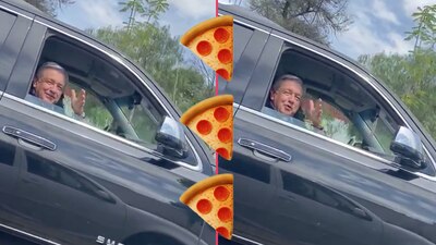 El conductor le ofreció pizza al presidente quien le deseó buen provecho