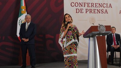La gobernadora estuvo presente en la conferencia matutina del Presidente