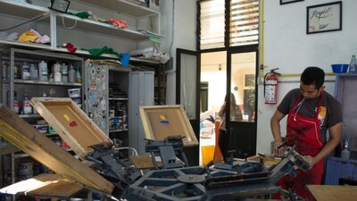 Un taller de serigrafía en la Ciudad de México