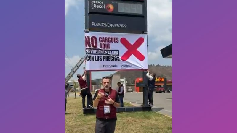 “No cargues aquí”: Profeco presume colocación de mantas en ‘gasolineras abusivas’