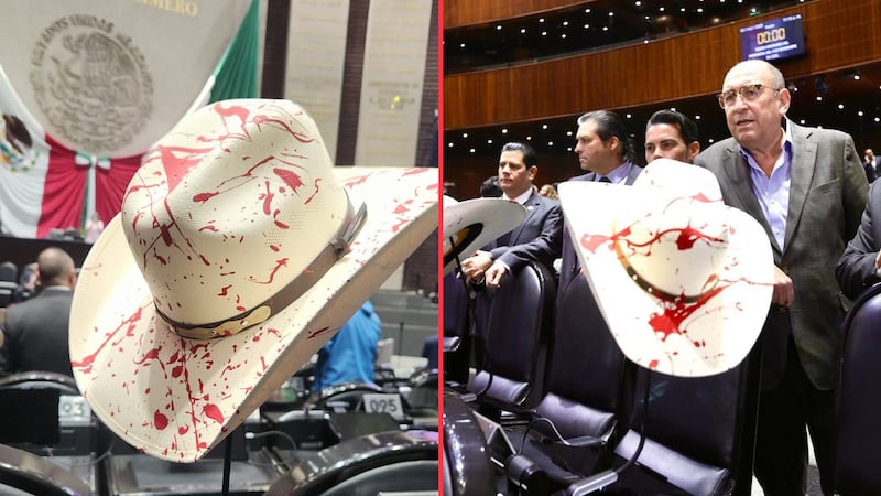 Diputados del PRI rinden homenaje a Carlos Manzo con sombreros ensangrentados y veladoras