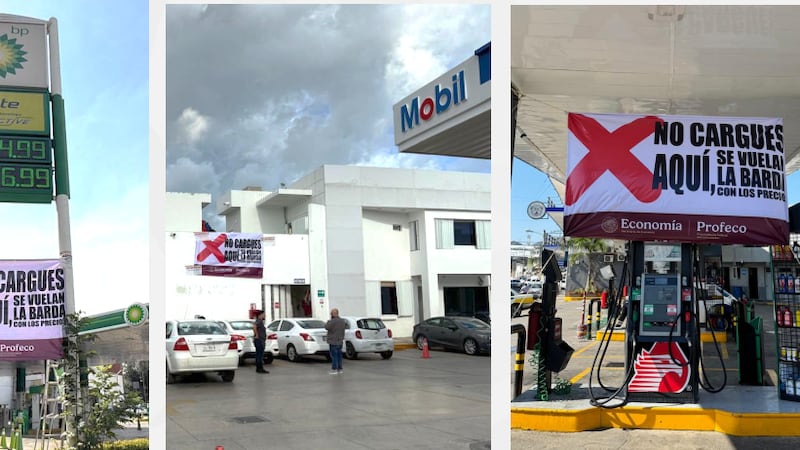 Ponen en gasolineras de CDMX y Edomex, lonas de ‘se vuelan la barda con el precio’