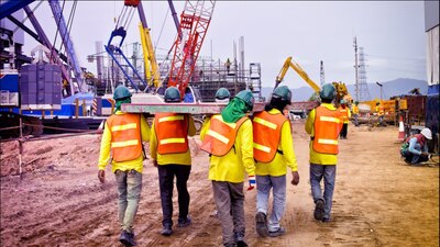 Trabajadores inmigrantes en un sitio de construcción de Estados Unidos