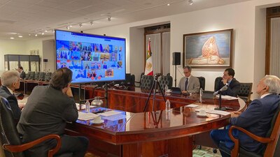 El presidente Andrés Manuel López Obrador participó de manera virtual con los 20 líderes del mundo
