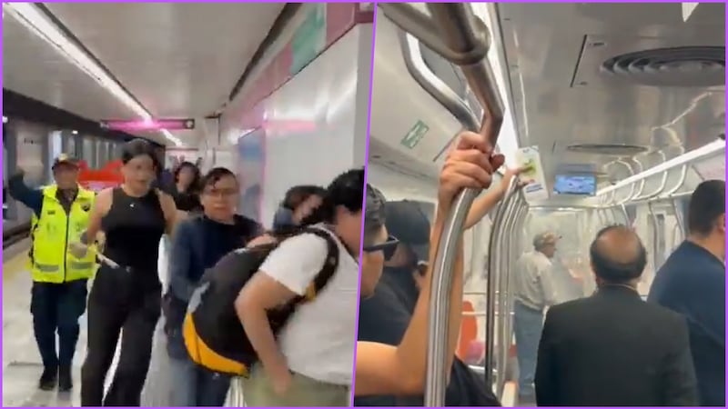 VIDEO: Captan momento en que fuego sale de un tren del Metro y usuarios corren en Salto del Agua