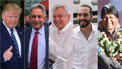 Donald Trump, Miguel Ángel Revilla Roiz, Andrés Manuel López Obrador, Nayib Bukele y Evo Morales