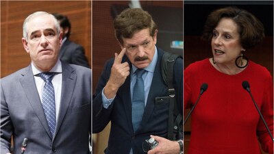 El senador del PAN, Julen Rementeria, el diputado federal panista, Juan Carlos Romero Hicks, y la académica Denise Dresser