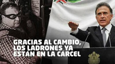 La imagen de Duarte es utilizada para promocionar el Primer Informe de Gobierno de Yunes Linares
