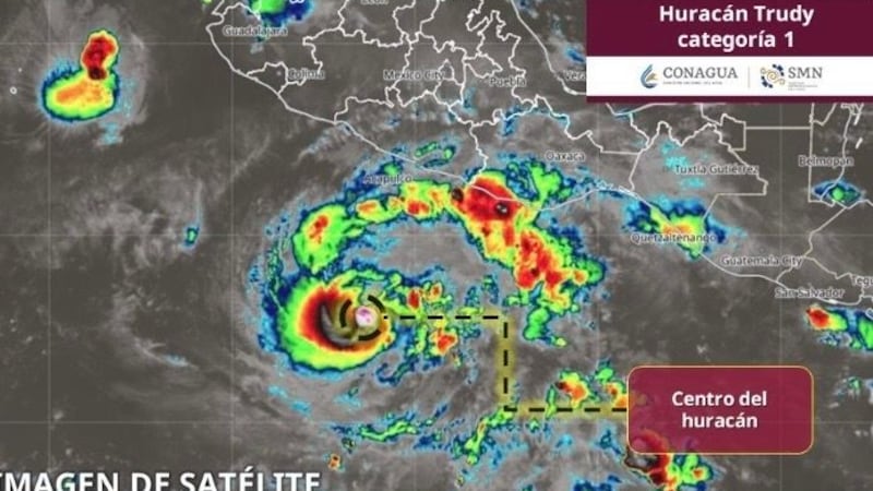 ‘Trudy’ se convierte en Huracán Categoría 1; amenaza con lluvias intensas en Oaxaca y Guerrero