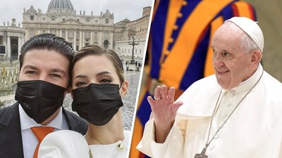 El gobernador de Nuevo León le obsequió al pontífice las playeras de los equipos de futbol Tigres y Rayados