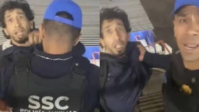 En la grabación se ve puede ver como los oficiales jalonean y avientan al hombre