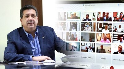 El gobernador se dejó ver en una reunión virtual con la titular de la Segob