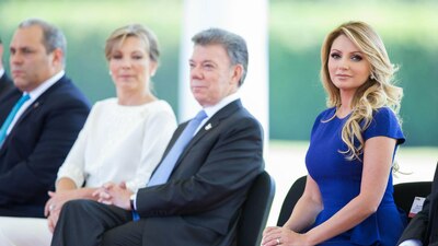 Angélica Rivera durante la visita oficial del expresidente de Colombia, Juan Manuel Santos