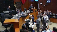 “La barredora, la barredora”, oposición irrumpe sesión en el Senado con megáfonos
