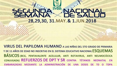 Este es el cartel oficial de la Segunda Semana Nacional de Salud 2018