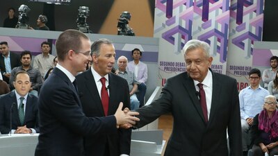 Anaya, Meade y AMLO en el segundo debate presidencial