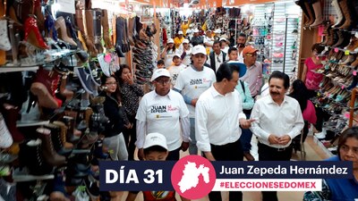 El perredista visitó el mercado de Zapatos ubicado en el municipio de San Mateo Atenco