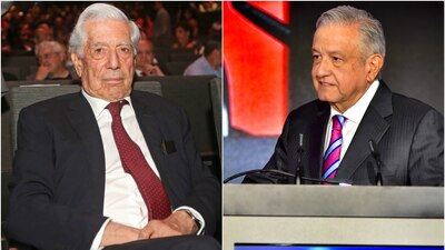 El escritor peruano Mario Vargas Llosa y el presidente Andrés Manuel López Obrador