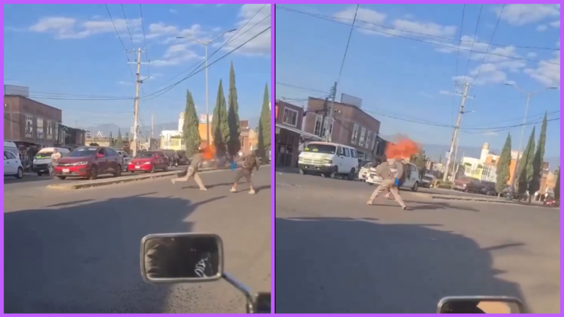 VIDEO: Tragafuegos vs limpiaparabrisas en plena calle de la CDMX