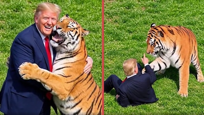 VIDEO: Trump publica montaje hecho con IA donde juega con el tigre que mató a un joven en Inglaterra