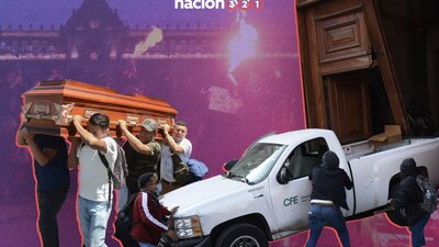 Ataúdes, cruces, fuego, petardos y pintas en Palacio Nacional, la voz del pueblo