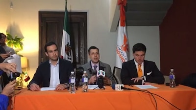 Agustín Basave Alanís, Luis Donaldo Colosio Riojas y Samuel García en conferencia de prensa