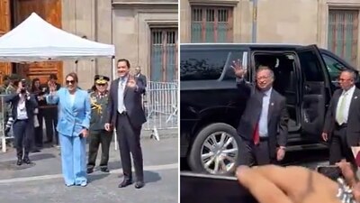 Los presidentes saludaron a su llegada a Palacio Nacional