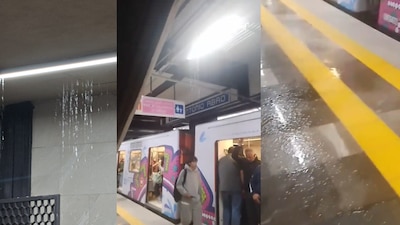 Reportan filtraciones de lluvia en la linea 2 del Metro.